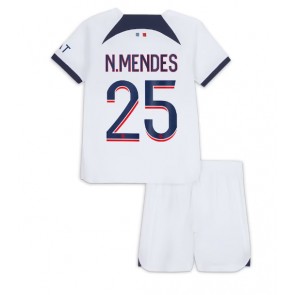 Paris Saint-Germain Nuno Mendes #25 Gostujuci Dres za Dječji 2023-24 Kratak Rukavima (+ kratke hlače)